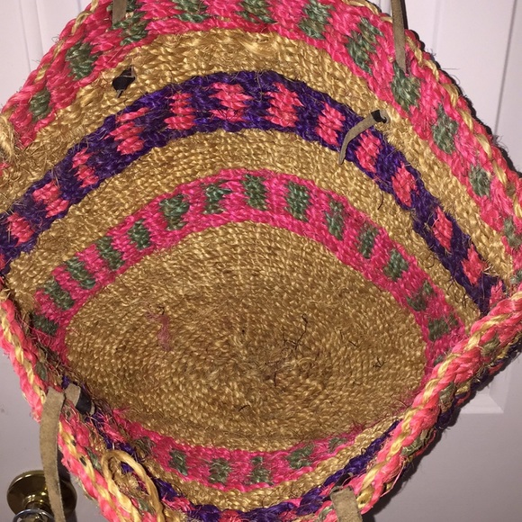 Colorful stripe straw weave bag purchased @Panama - Picture 4 of 8